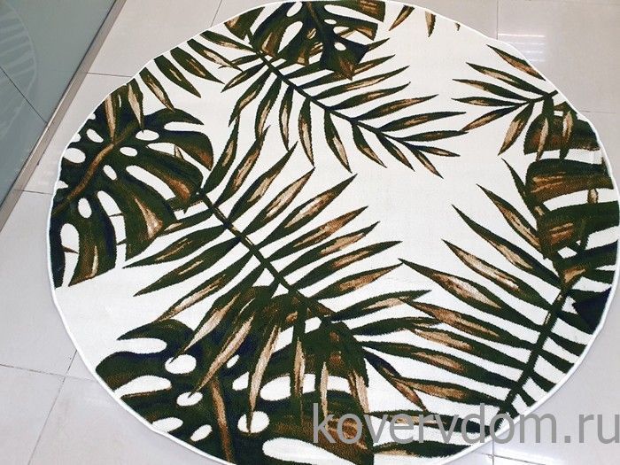 Ковер с цветами SCANDINAVIAN MONSTERA 6 круг  Ковер с цветами SCANDINAVIAN MONSTERA 6 круг