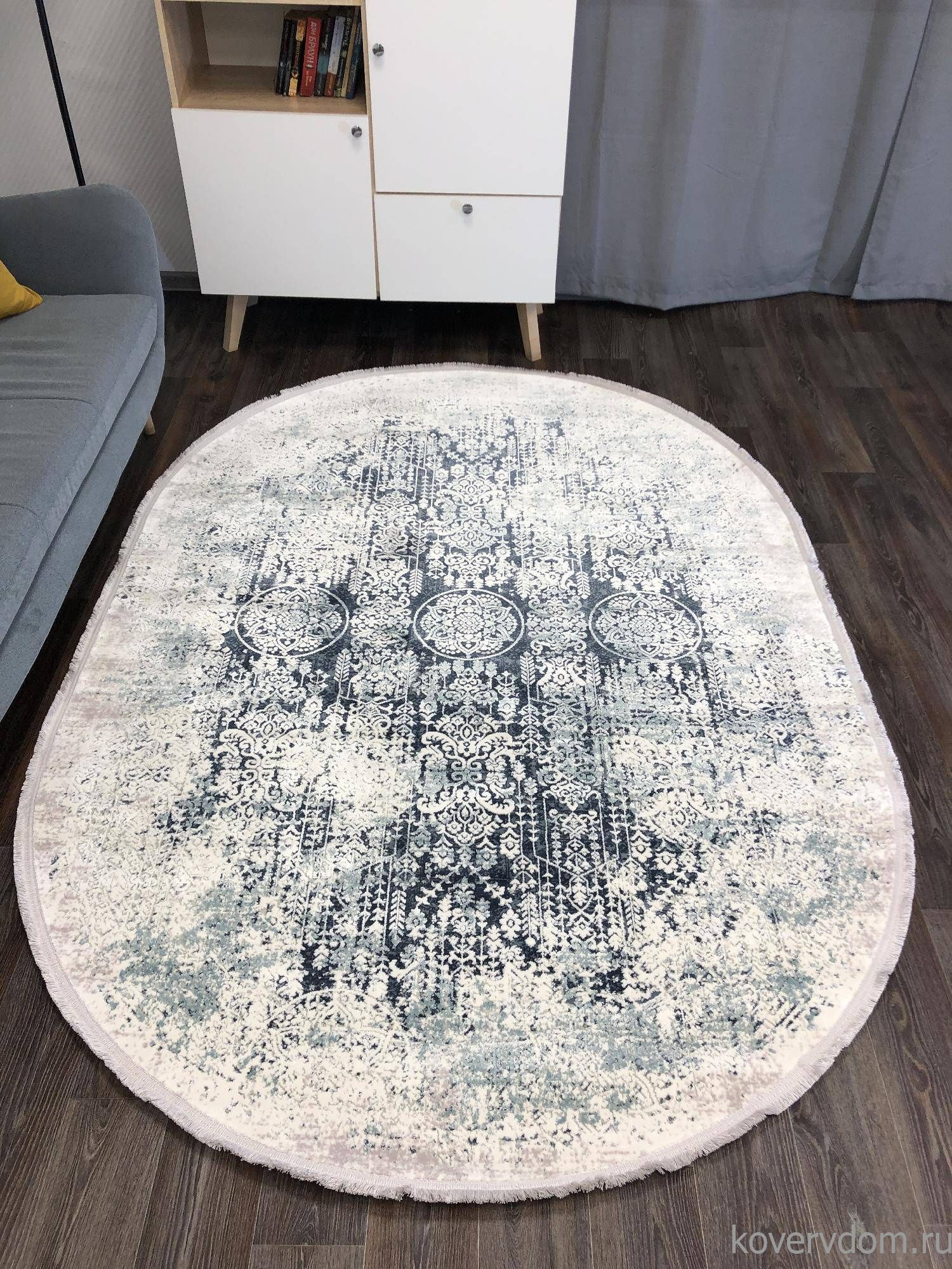 Ковер DOKU 9338H BLUE / CREAM Овал