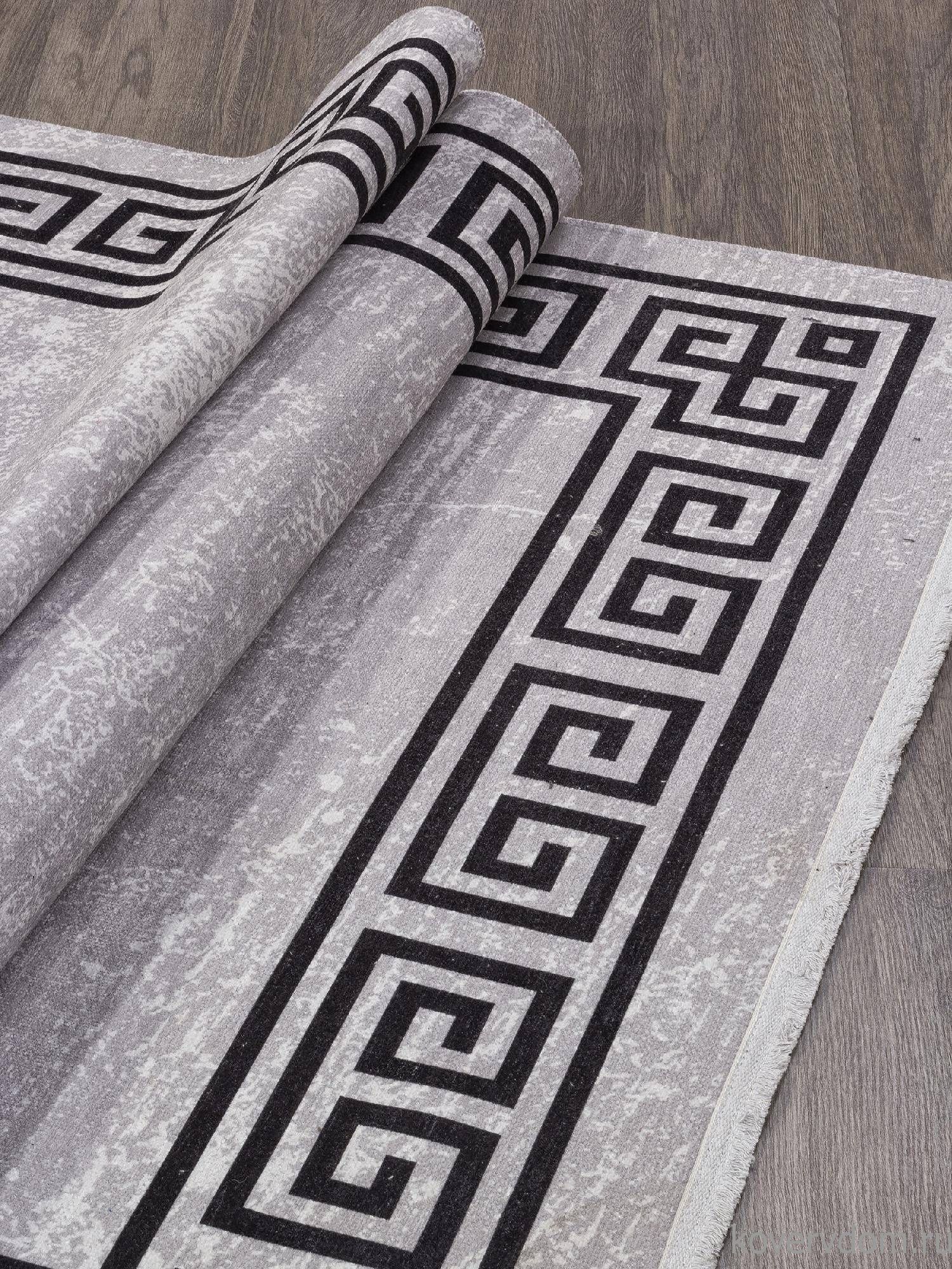 Ковер из полиэстера ЛОТУС AB194A СЕРЫЙ / ЧЕРНЫЙ Ковер из полиэстера ЛОТУС AB194A СЕРЫЙ / ЧЕРНЫЙ