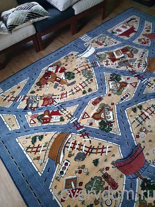 Детский ковер Веселые дорожки-L синий