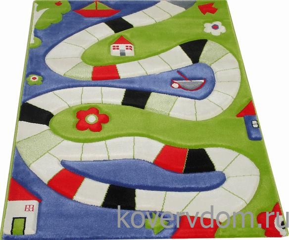 Детский развивающий игровой рельефный 3D ковер Игровая тропинка синий